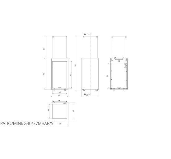 Газовий обігрівач Kratki PATIO MINI стальний - дистанційне керування (пульт)