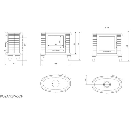Чавунна піч Kratki KOZA K8 ASDP