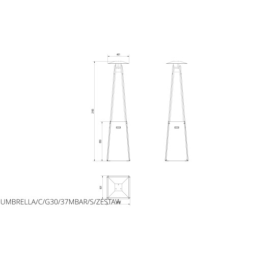 Газовий обігрівач Kratki UMBRELLA стальний чорний