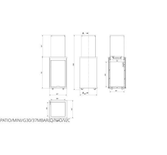 Газовый обогреватель Kratki PATIO MINI керамогранит NATURALI OSSIDIANA VENA CHIARA - пульт