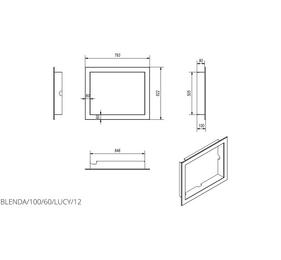 Рамка стальна 90° для LUCY/12, LUCY/12/SLIM, LUCY/PW/12/W Kratki