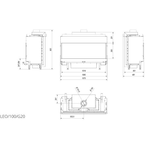 Каминная топка Kratki LEO 100 NG (10,0 кВт)