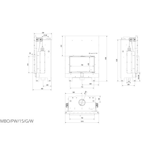 Каминная топка Kratki MBO PW 15 гильотина (15,0 кВт)