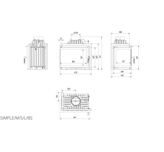 Камінна топка Kratki SIMPLE M/S 8 ліва BS (8,0 кВт)