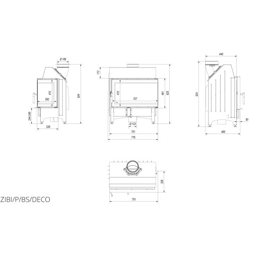 Каминная топка Kratki ZIBI 12 правая BS DECO (11,0 кВт)