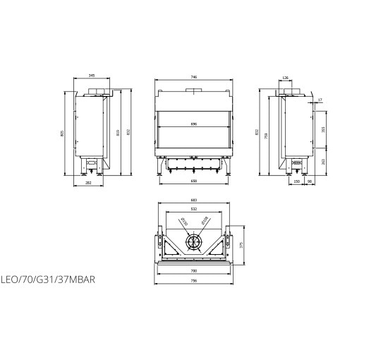 Камінна топка Kratki LEO 70 LPG (4,8 кВт)