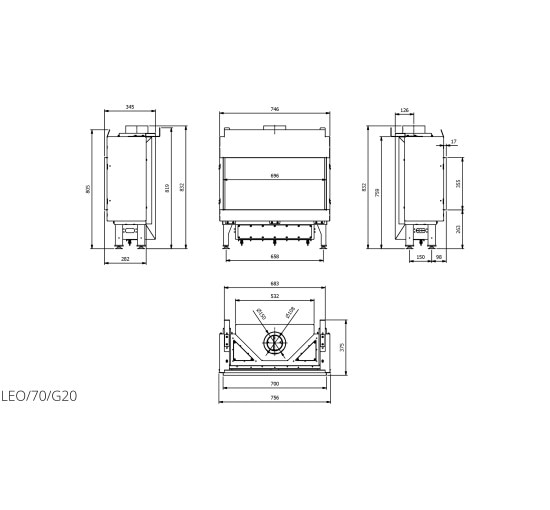 Камінна топка Kratki LEO 70 NG (7,3 кВт)