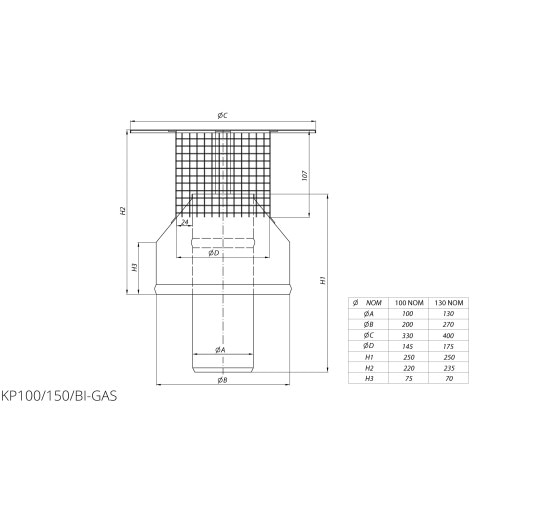 Верхнее окончание камина Ø 100/150 Kratki