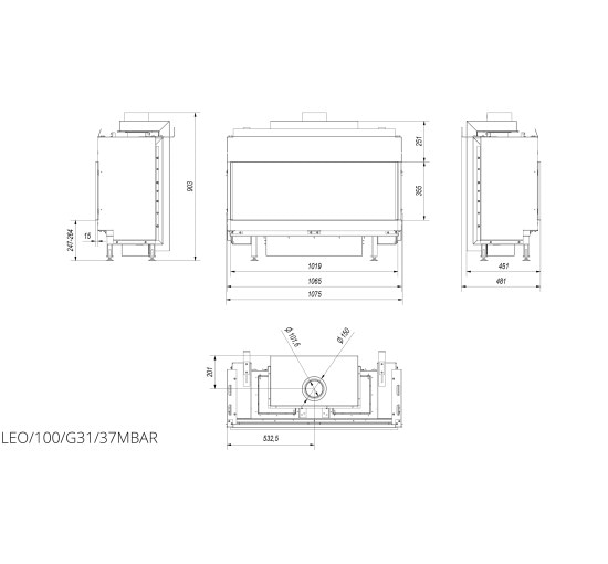 Камінна топка Kratki LEO 100 LPG (9,2 кВт)