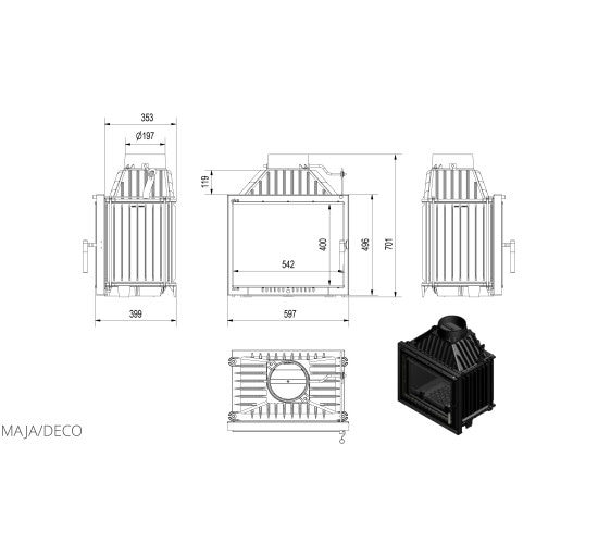 Камінна топка Kratki MAJA 12 DECO (12,0 кВт)