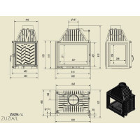 Каминная топка Kratki ZUZIA 16 левая (16,0 кВт)