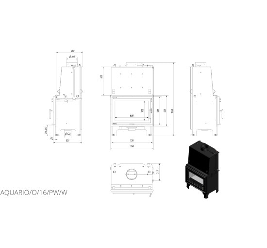 Камінна топка Kratki AQUARIO O16 PW (16,0 кВт)