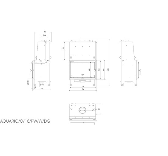 Каминная топка Kratki AQUARIO O16 PW GLASS (16,0 кВт)