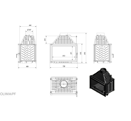 Каминная топка Kratki OLIWIA 18 (18,0 кВт)