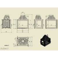 Камінна топка Kratki ZUZIA 16 ліва / тунель (16,0 кВт)