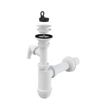 Сифон Alcaplast A42P для умивальника Ø40 з підведенням і пластмасовою peшіткою Ø63