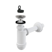 Сифон Alcaplast A410 для умивальника Ø32 з нержавіючою peшіткою Ø63