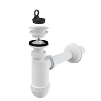 Сифон Alcaplast A420 для умивальника Ø32 з пластмасовою peшіткою Ø63