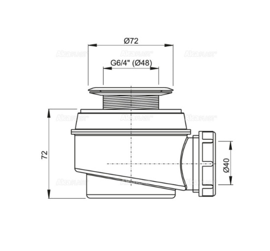Сифон Alcaplast A46-50 для душового піддону з нержавіючою peшіткою