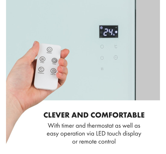 Розумний інфрачервоний обігрівач Klarstein Hot Spot Crystal Spotless Smart Wi-Fi 750 Вт (10035064)