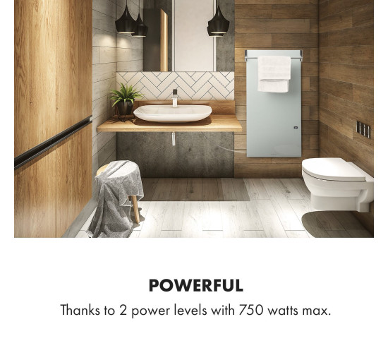 Розумний інфрачервоний обігрівач Klarstein Hot Spot Crystal Spotless Smart Wi-Fi 750 Вт (10035064)