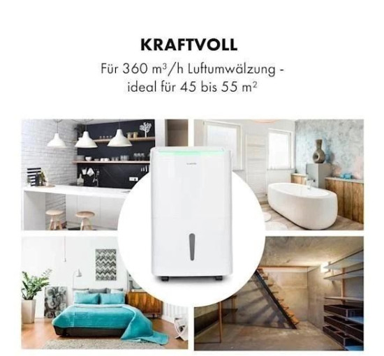 Осушувач з функцією очищення повітря Klarstein DryFy Connect 50л/добу, білий (10034435)