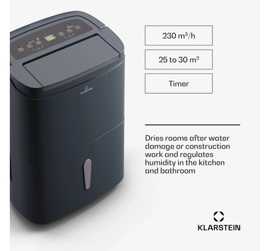 Портативный осушитель Klarstein DryFy Connect 30 Wi-Fi, 25-30 м², 30 л / сутки (10045539)