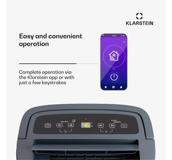 Портативный осушитель Klarstein DryFy Connect 30 Wi-Fi, 25-30 м², 30 л / сутки (10045539)