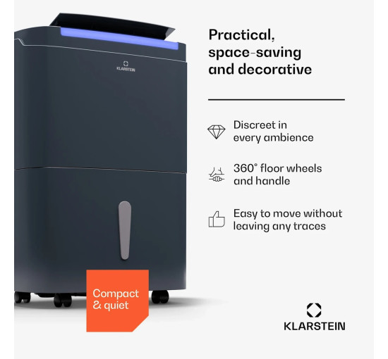 Портативный осушитель Klarstein DryFy Connect 30 Wi-Fi, 25-30 м², 30 л / сутки (10045539)