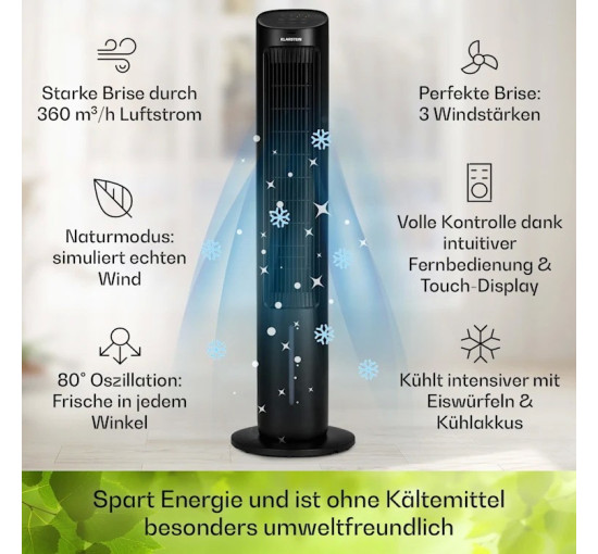 Вентилятор-увлажнитель Klarstein Mistral 5 в 1 360 м³/ч, 50 Вт (10040151)