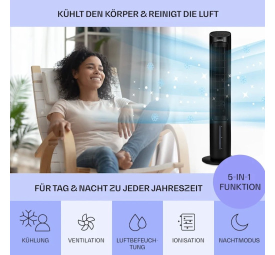 Вентилятор-увлажнитель Klarstein Mistral 5 в 1 360 м³/ч, 50 Вт (10040151)