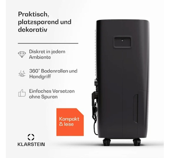Компрессионный осушитель воздуха KLARSTEIN DryFy Connect 60, Wi-Fi 60 л/сутки 45-65 м2 (10045547)