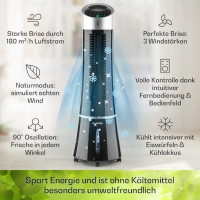 Портативный вентилятор-увлажнитель Klarstein Skyscraper Ice Smart 4 в 1 WiFi 30 Вт, (10040205)