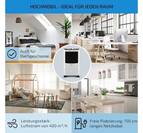 Портативный охладитель-вентилятор oneConcept MCH-2 3-в-1, 360 м³/год 65 Вт (10029741), имеет трещину на корпусе