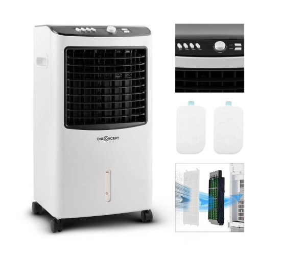 Портативный охладитель-вентилятор oneConcept MCH-2 3-в-1, 360 м³/год 65 Вт (10029741), имеет трещину на корпусе