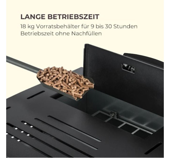 Пеллетная печь/камин Klarstein Energiewende 5/10 кВт, 250 м? с пультом и таймером, черная (10034153)