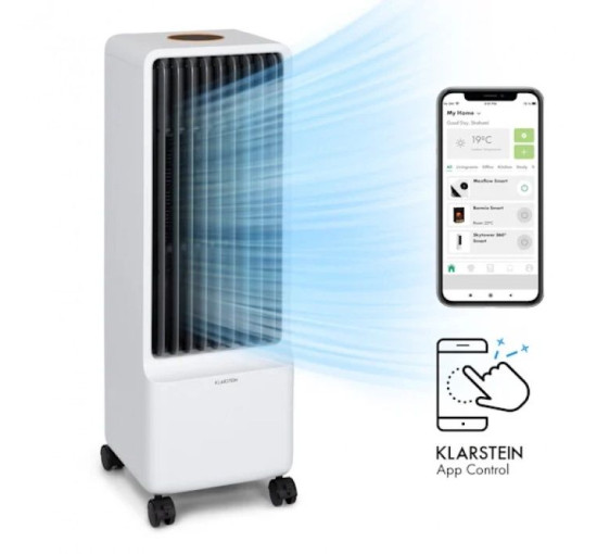 Вентилятор мобільний охолоджувач повітря та зволожувач 3-в-1 Klarstein Maxflow Smart 80 Вт 10036091, білий (my-5226)