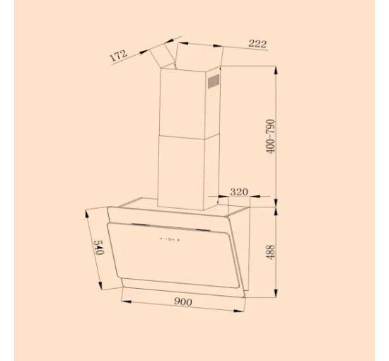 Кухонна сенсорна витяжка Klarstein Aurica 90, 600м3/год, біла (10032767)
