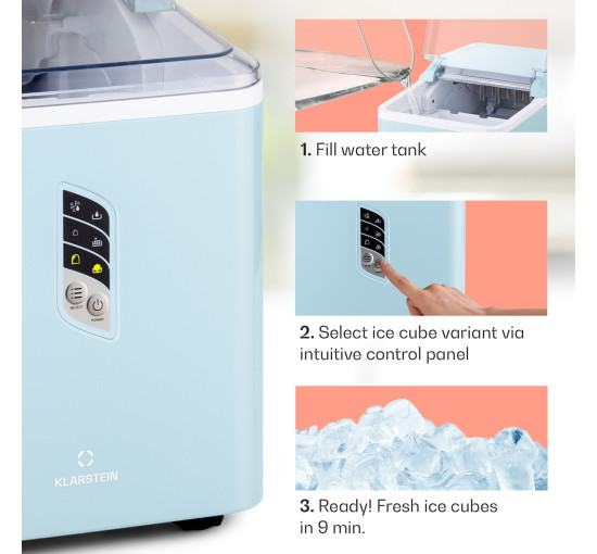 Льдогенератор Klarstein Albaron Bullet Ice, 12 кг/24 ч, 1,5 л 120 Вт, голубой (10040344)
