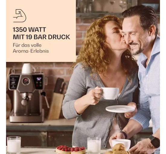 Эспрессо кофемашина Klarstein Libeica 1350 Вт, 19 бар, серый (10041253), б/у