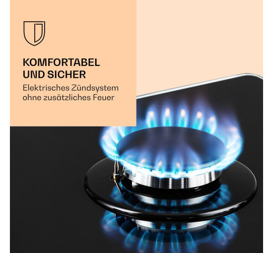 Газова варильна панель для кухні Klarstein Victoria 5, 5-конфорок, чорний (10038376)