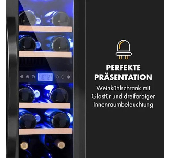 Встроенный винный холодильник двухзонный Klarstein Vinovilla 17 Built-In Duo 53л, 2-зонный, черный (10034154)