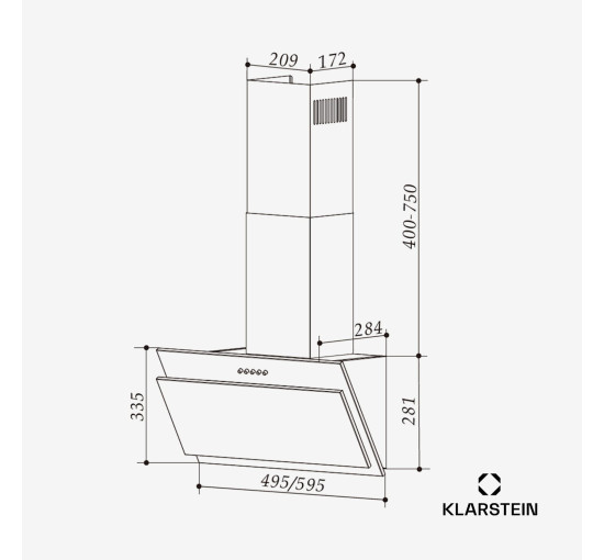 Кухонна витяжка Klarstein Alessia 60, 247 м³ 40 Вт, чорний (10045309)