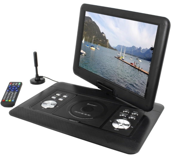Портативный DVD-плеер с 15,4" HD-дисплеем и DVB-T2 тюнером Soundmaster PDB1600SW, 300 встроенных игр