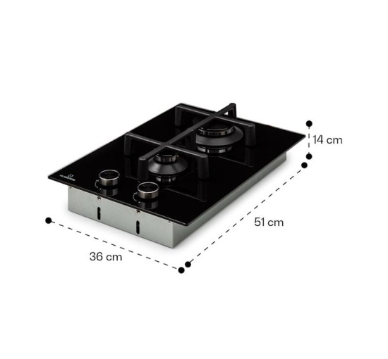 Газовая варочная поверхность для кухни на 2 конфорки Klarstein Illuminosa Domino, черный (10039896)