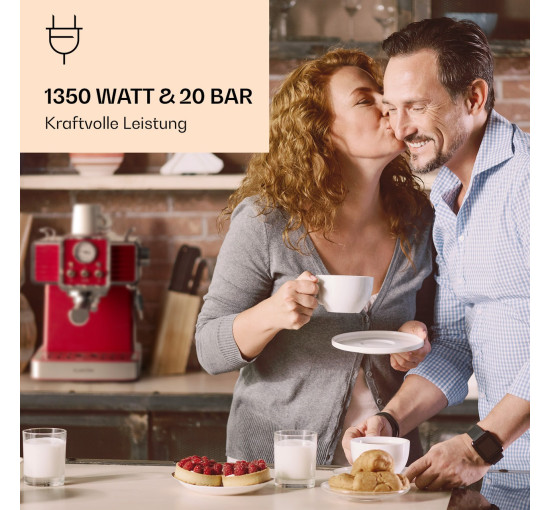 Кавомашина в стилі ретро Klarstein Gusto Classico 1350 Вт, 20 бар, 1,5 л червоний (10035565) Б/В