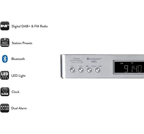 Кухонное подвесное радио с Bluetooth Soundmaster UR2045SI DAB+ и FM RDS