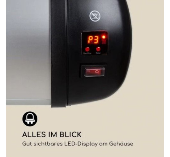 Нагрівач для підлоги інфрачервоний Blumfeldt Rising Sun 2500 Вт, чорний/срібний (10031346)