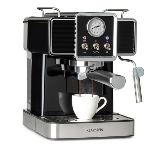 Кофемашина в ретро стиле Klarstein Gusto Classico 1,5л, 20 бар, 1350 Вт, черный (10035564)