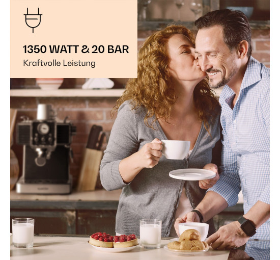 Кофемашина в ретро стиле Klarstein Gusto Classico 1,5л, 20 бар, 1350 Вт, черный (10035564)